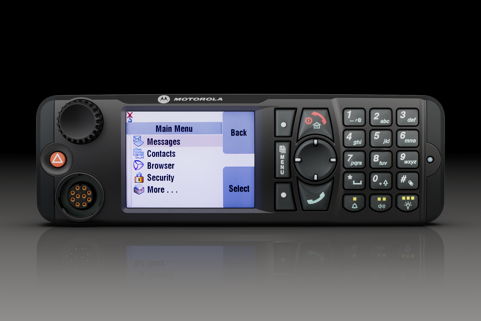 Motorola MTM5400 in-vehicle radio, front panel render