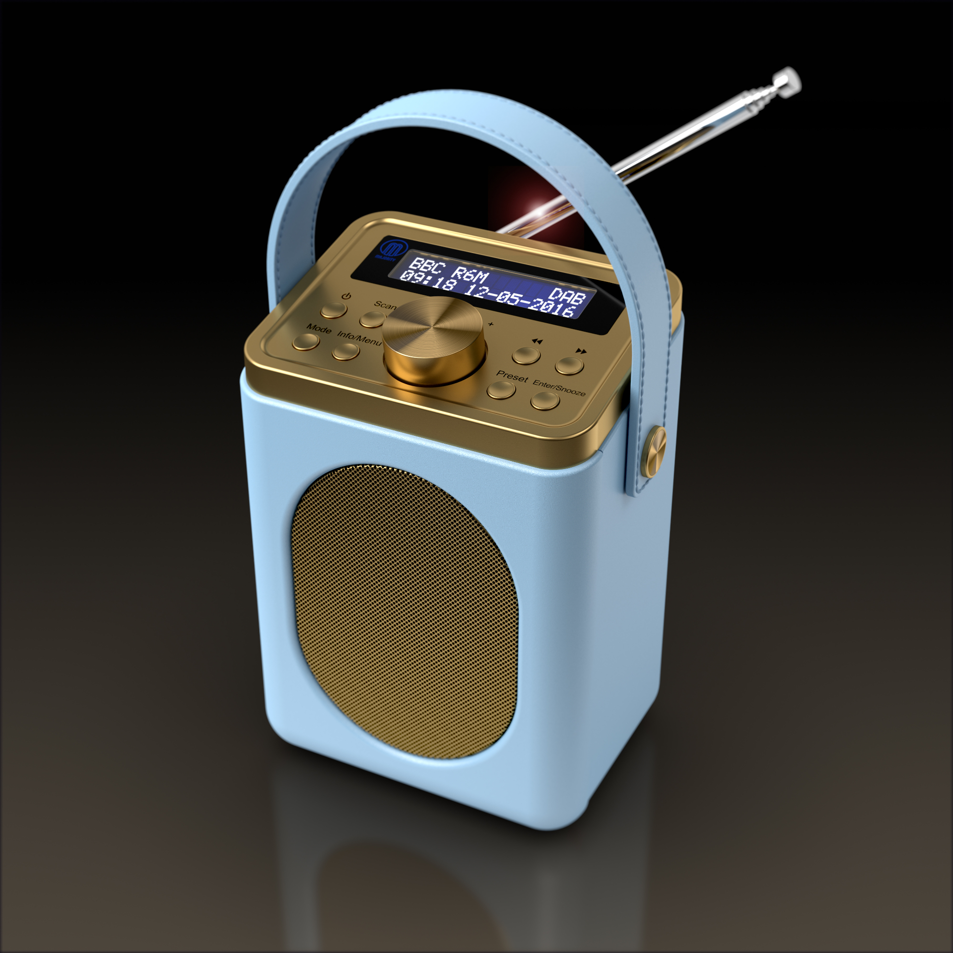 Little Shelford portable DAB radio in pale blue